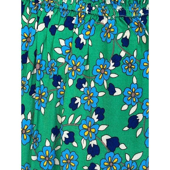 ZESICA One-Shoulder Green Floral Midi Dress Smocked Bodice & Flowy Tiered Skirt - Picture 7 of 13